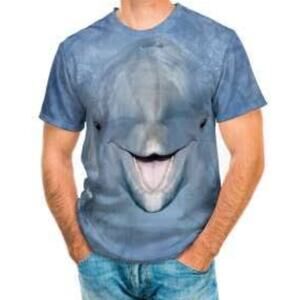 The Mountain Dolphin Face Tie Dye Blue T-Shirt Womens‎ Size S
